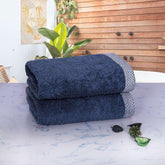 500 GSM Bamboo Hand Towel Set Of 2 - Blue | Ultra Soft & Highly Absorbent Towels - Rangoli